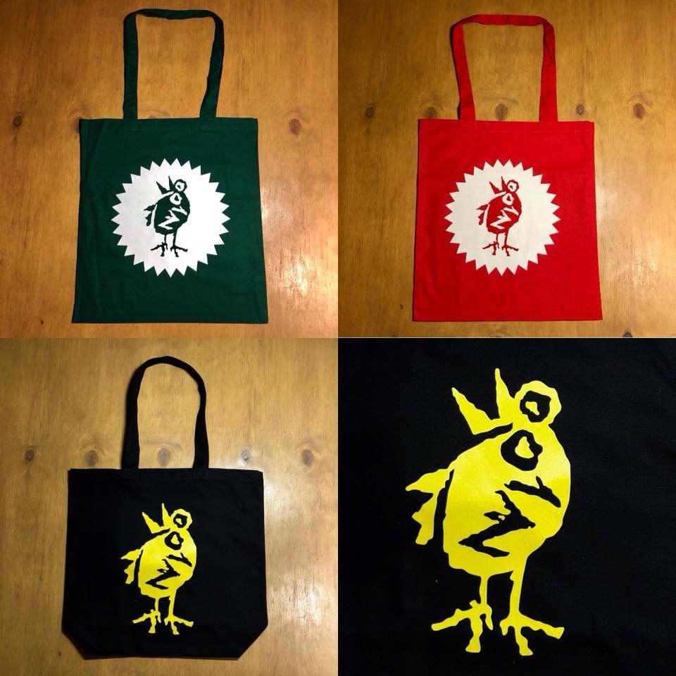Green and Red Bird Shop Logo - Heavenly Recordings IN THE SHOP: Red & green tote