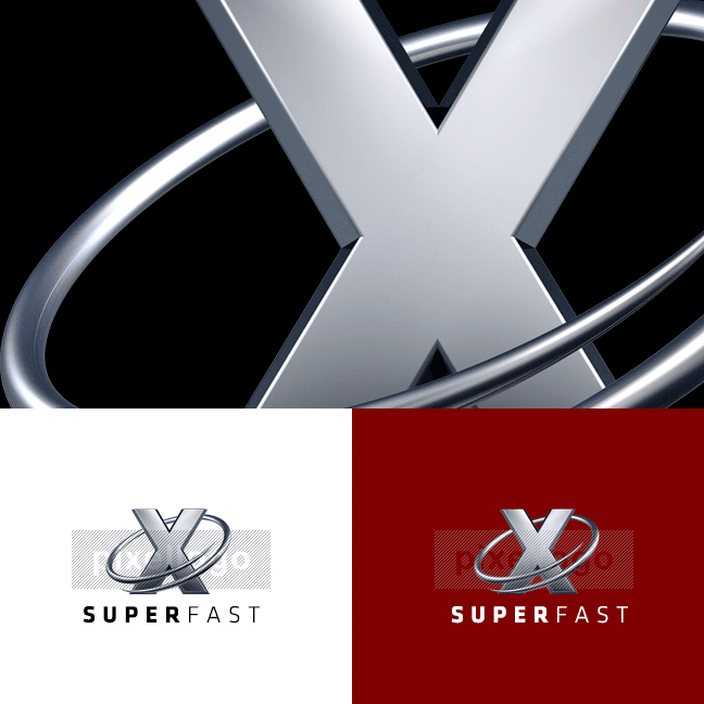 Red Letter X Logo - Metal A logo A 3D logo