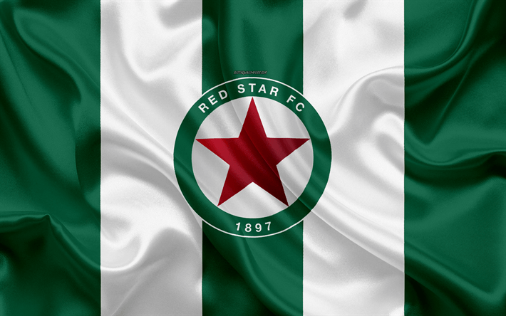 Red Star FC Logo - Download wallpaper Red Star FC, 4k, silk texture, logo, green white