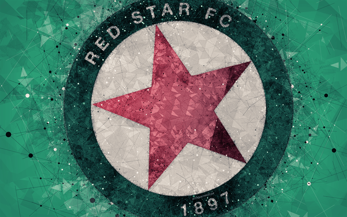 Red Star FC Logo - Download wallpapers Red Star FC, 4k, logo, geometric art, French ...