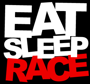 Red White Race Logo - Logo Vinyl Decal | White/Red - Eat Sleep Race - Racing Lifestyle Apparel