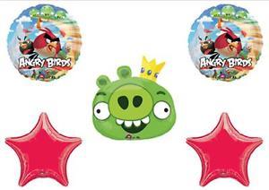 Green and Red Bird Shop Logo - ANGRY BIRDS KING PIG Rovio Birthday Balloons Decorations Supplies