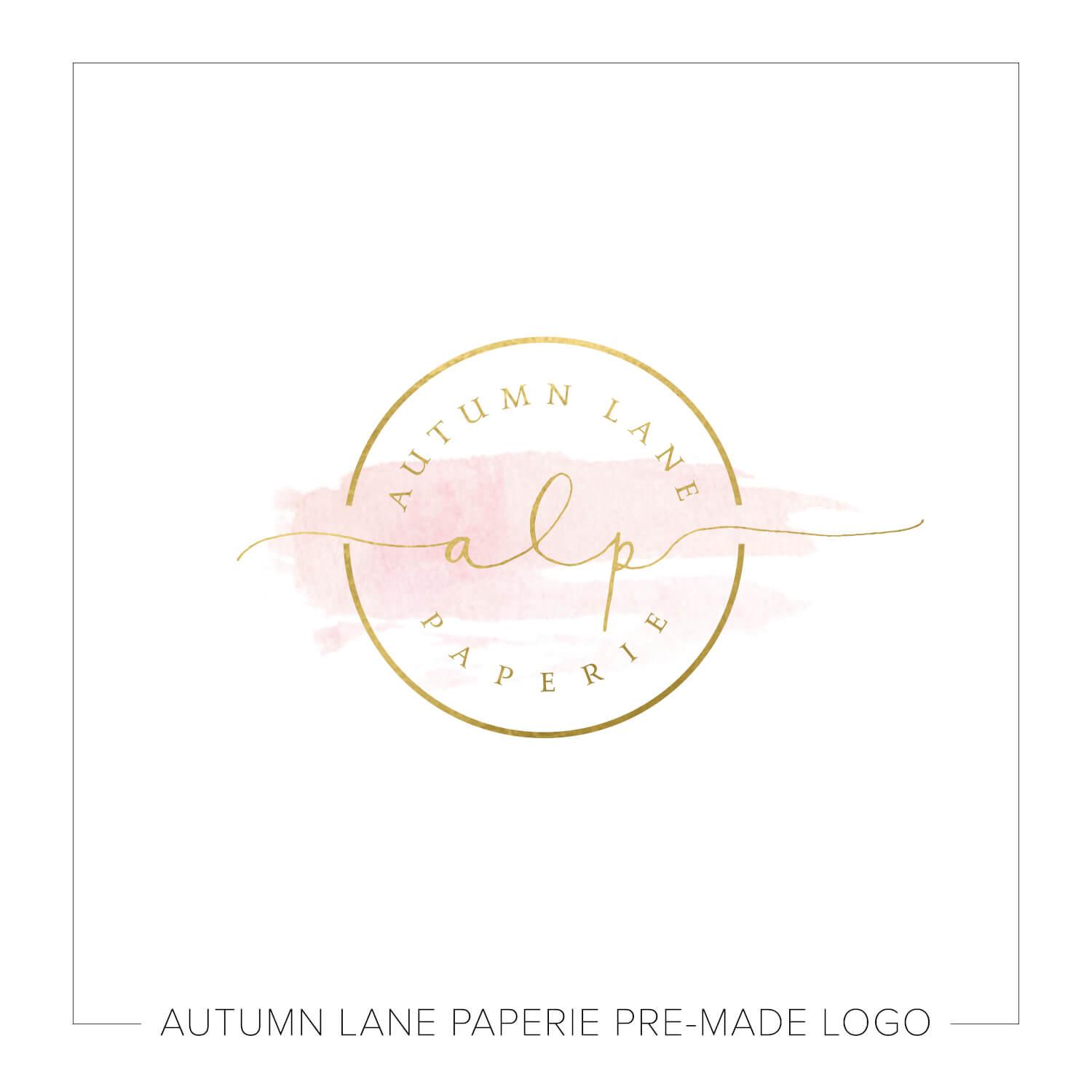 Pink Round Logo - Pink & Gold Circle Logo I64 | Autumn Lane Paperie