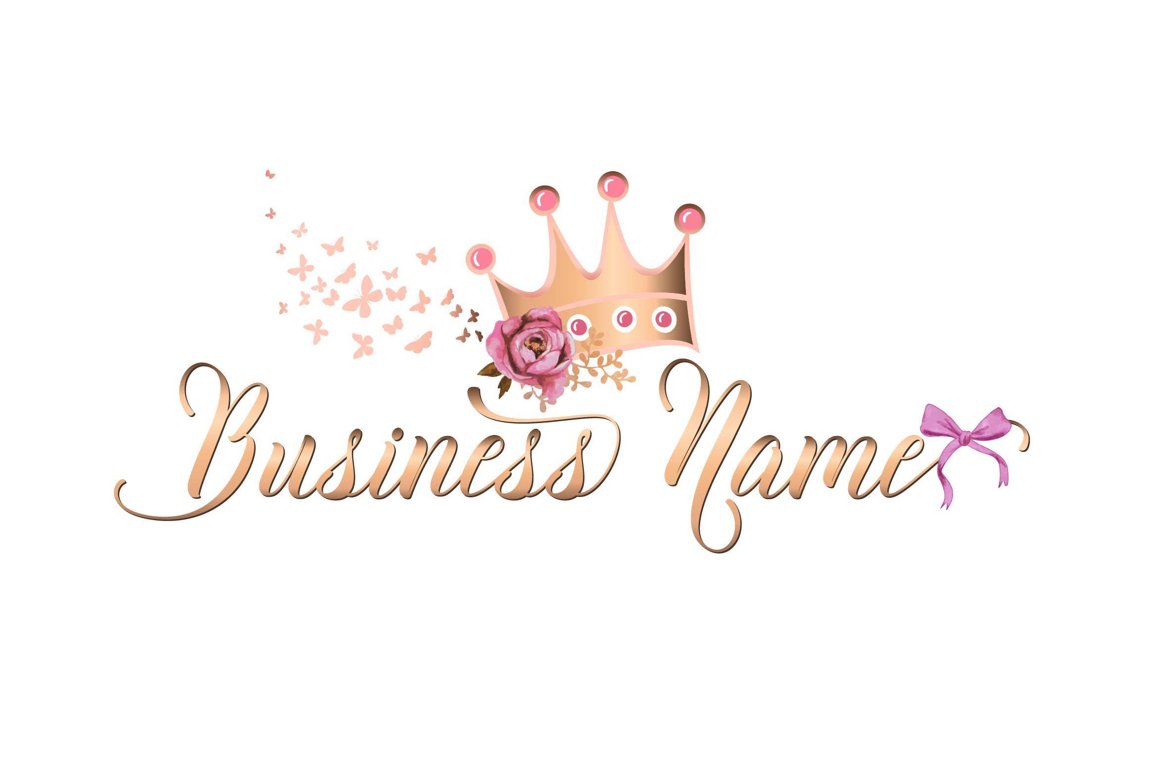 Princess Crown Logo - Custom Logo Design - Pink gold Logo - Premade Logo Design - crown ...