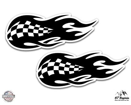 White Race Logo - Amazon.com: Black and White Race Car Flames - Vinyl Sticker ...