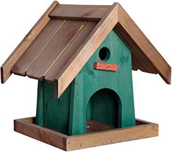 Green and Red Bird Shop Logo - Luxury Bird House, Nest Box Combination Red/Green Large With Brown ...