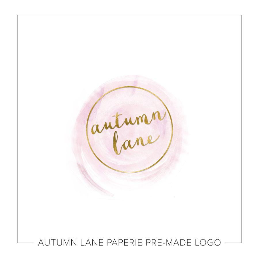 Pink and Gold Logo - Gold & Pink Watercolor Circle Logo - Autumn Lane Paperie