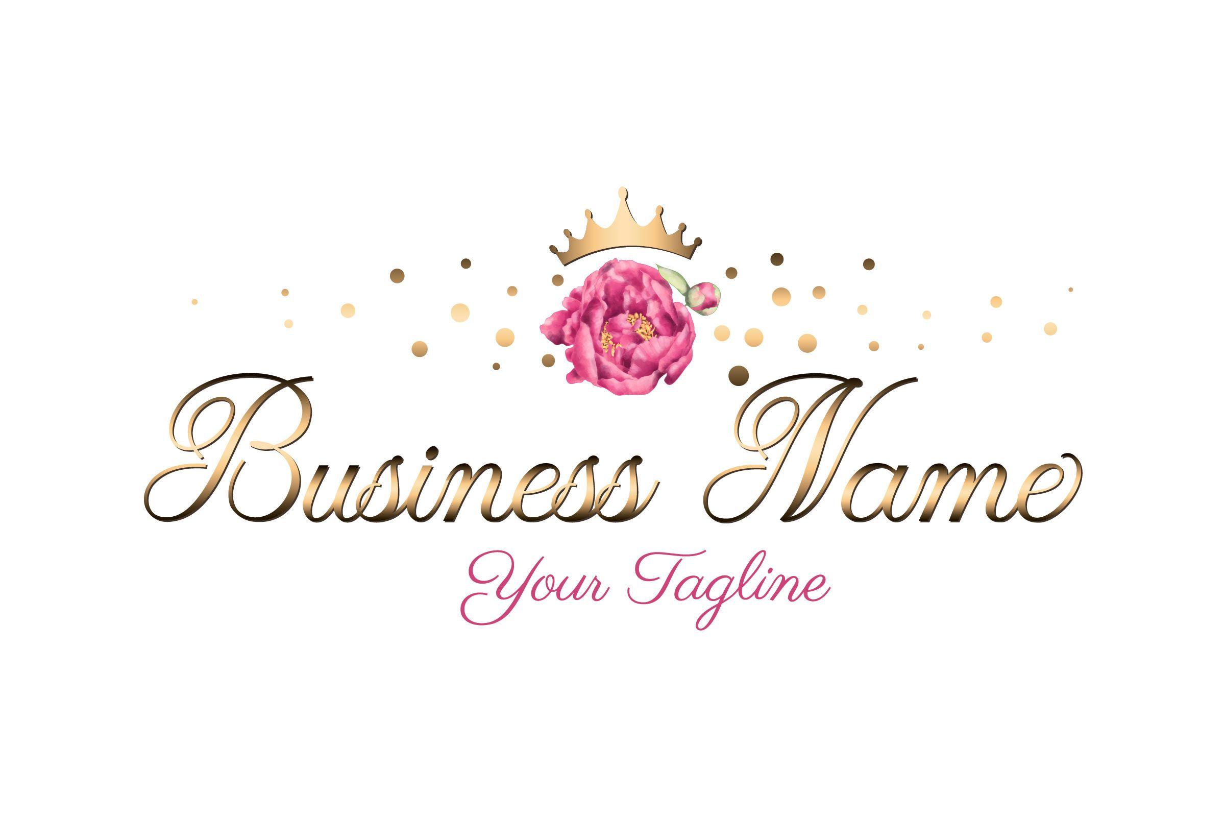 Pink Business Logo - Custom Logo Design - Pink gold Logo - Premade Logo Design - crown ...