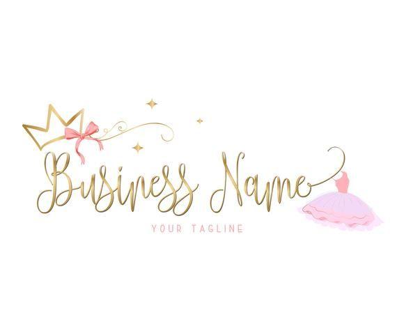 Pink and Gold Logo - Custom Logo Design Pink gold Logo tutu Logo girls crown