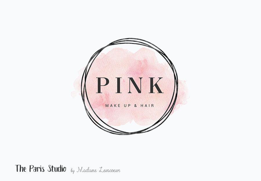 Pink Business Logo - Watercolor Pink Gold Foil Geometric Logo Design by Madame Levasseur ...