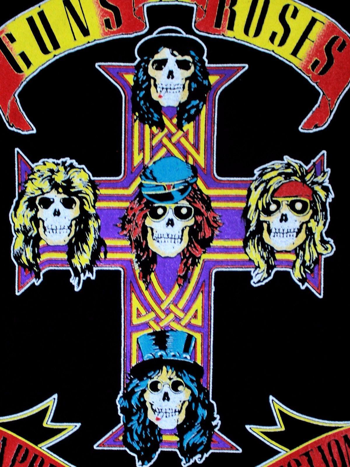 Guns N' Roses Cross Logo - Guns N Roses Logo Appetite for Destruction Cross Slash Black Mens T ...