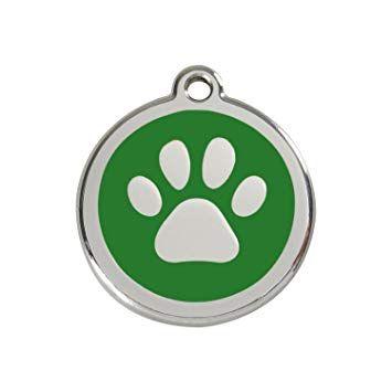 Green and Red Bird Shop Logo - Red Dingo Paw Print Enamel Dog Tag Green: Amazon.co.uk: Pet