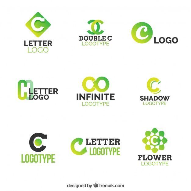 Double Letter Logo - Green letter c logo colection Vector