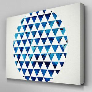 Blue Circle White Triangle Logo - AB643 White Triangle Blue Circle Canvas Wall Art Abstract Picture ...