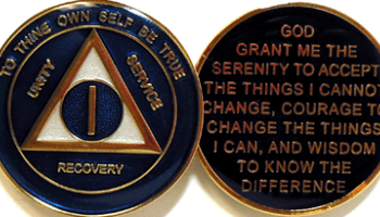 Blue Circle with Triangle Logo - Alcoholics Anonymous Black and Blue Circle Triangle Medallion