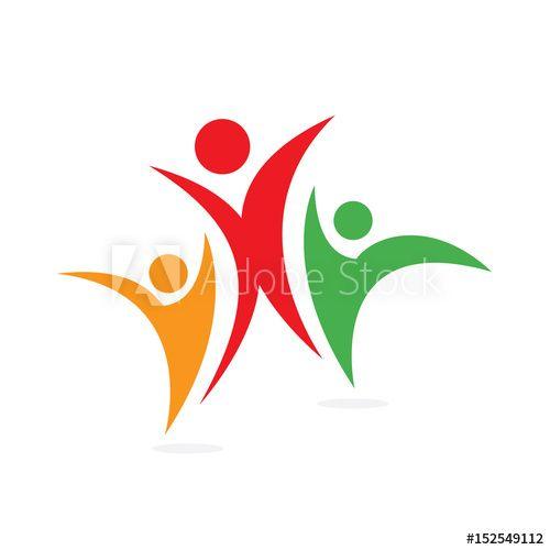 Person Vector Logo - Abstract illustration of multicolor youth people. Vector logo design ...