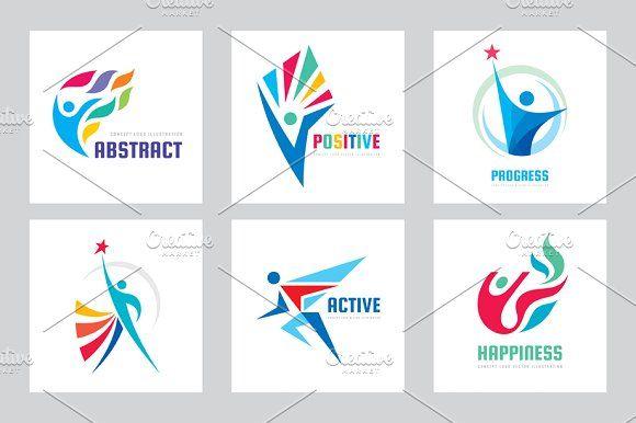 Person Vector Logo - Abstract People Logo Set Logo Templates Creative Market