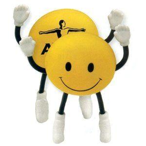 Stick Person with Yellow Logo - Smile Face Stick People Stress Ball with Custom Logo | InkHead.com