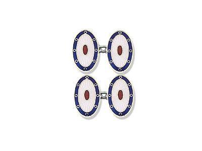 White with Red Center Logo - Cufflinks with white enamel at the base & red center - M.P. Levene