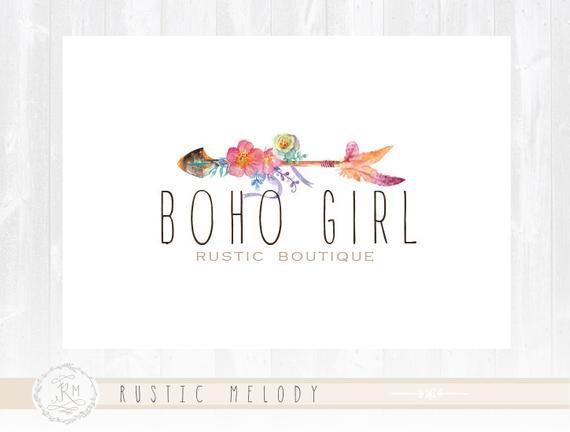 Chic Logo - Floral Logo Design Boho Chic Logo Watercolor Logo Boutique | Etsy