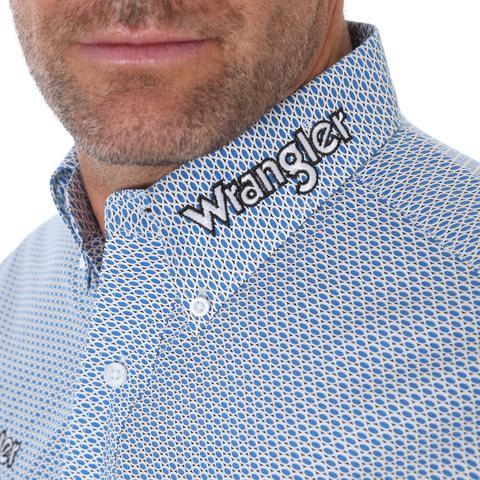 Blue and White MP Logo - Wrangler Men's Blue White Ford Logo L/S Shirt