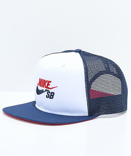 Red White and Blue Nike Logo - Nike SB Red, White & Blue Trucker Hat