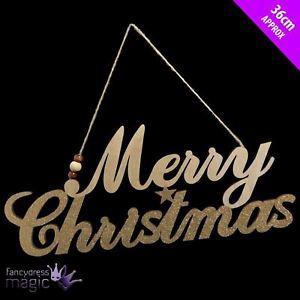 Christmas Glitter Logo - Chic Merry Christmas Glitter Plaque Hanging Sign Xmas Decoration ...