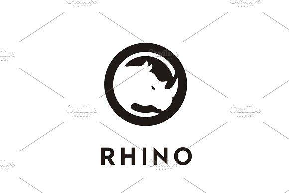 Silhouette Head Logo - Silhouette Round Rhino Head Logo ~ Logo Templates ~ Creative Market