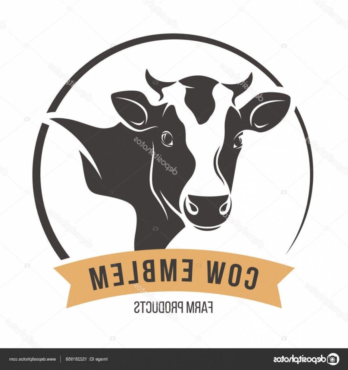 Silhouette Head Logo - Elegant Stock Illustration Cow Head Silhouette Emblem Label