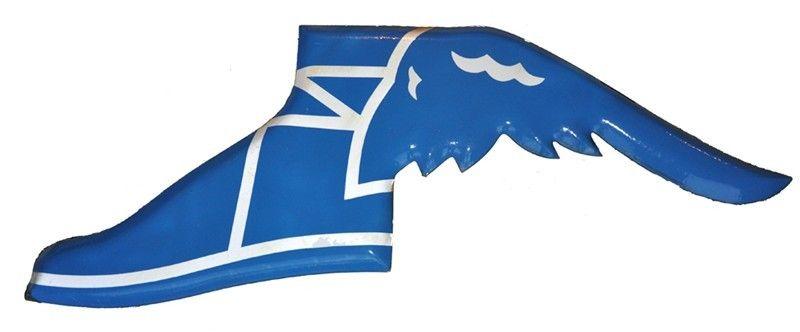 Blue Shoe with Wings Logo - Flying shoe Logos