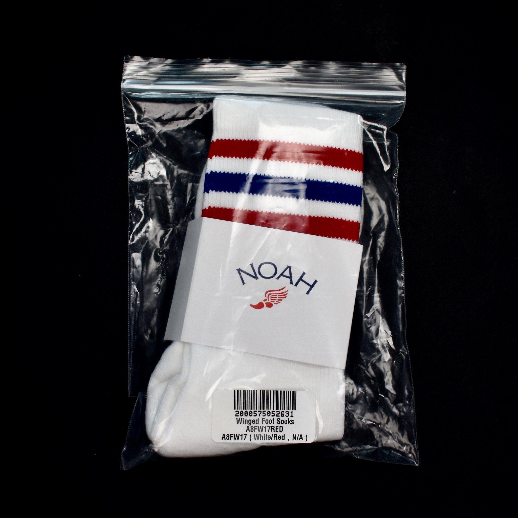 Red Flying Foot Logo - Noah - White Winged Foot Logo Embroidered Triple Stripe Cotton ...
