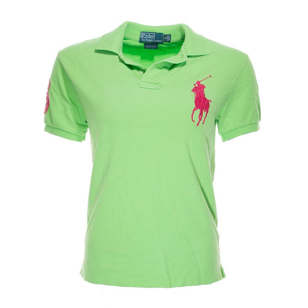 Green Polo Logo - Lime Green Ralph Lauren Big Logo Polo Shirt - S - Dirty Harry Clothing