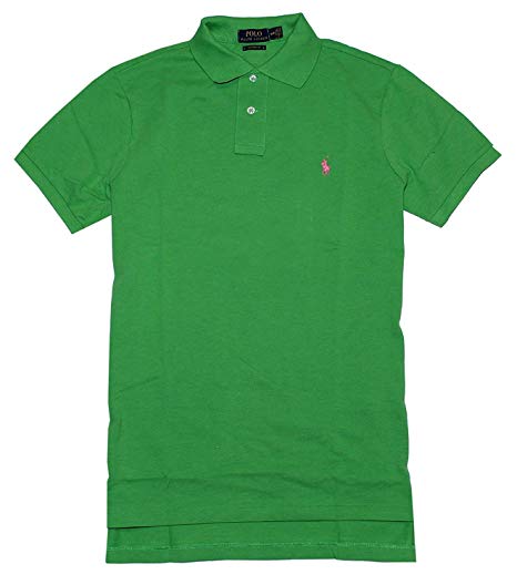 Lime Green Polo Logo - Polo Ralph Lauren Men Custom Fit Pony Logo Tee (M, Lime green) at