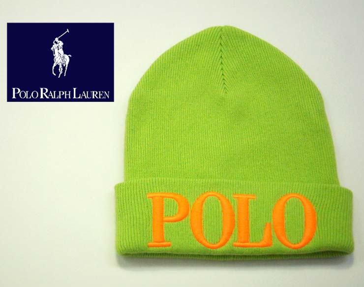Lime Green Polo Logo - BEEF: Polo Ralph Lauren BIG POLO LOGO knit Cap /LIMEGREEN. Rakuten