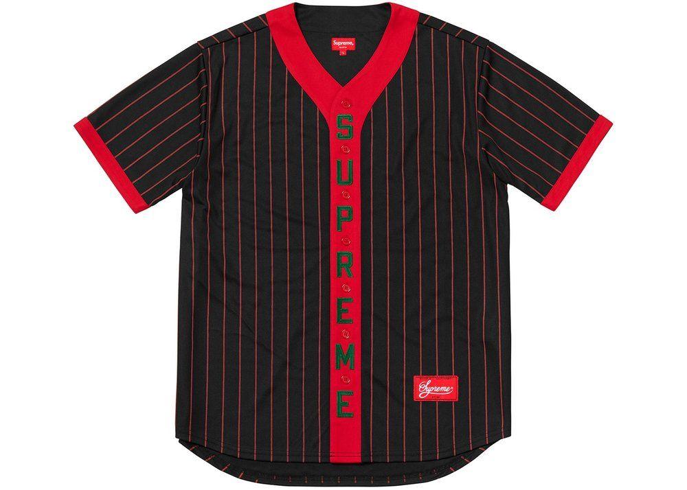 Red Vertical Logo - RayNYC — Supreme Vertical Logo Baseball Jersey Red