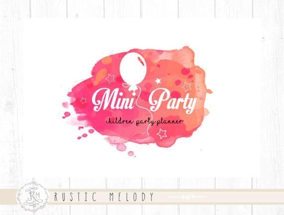 Party Logo - Party Logo Design Balloon Logo Watercolor Logo Kids Party Logo | Etsy