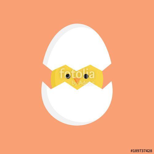 Cracked Egg Logo - Cute little chick in cracked egg vector graphic illustration. Easter ...
