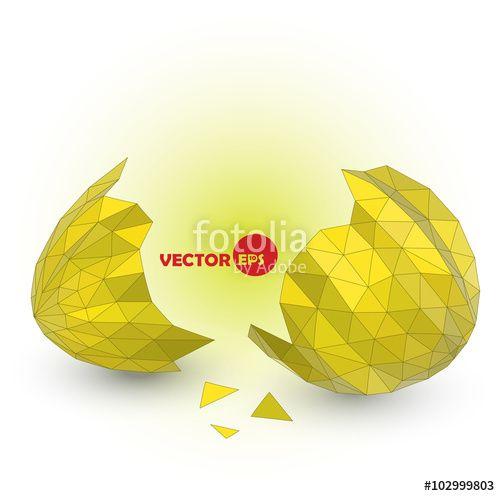 Cracked Egg Logo - Vector icons broken chicken egg. Cracked golden eggshell. Empty egg ...