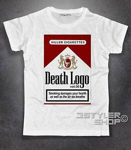 Death Logo - T Shirt Uomo Teschio Skull Death Logo (fantasia) Sigarette Rosse Vol