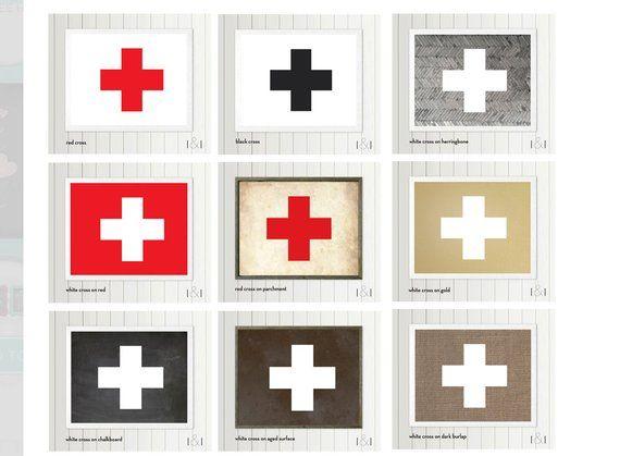 Army Red Cross Logo - Swiss Cross Poster 9 Colors 6 Sizes Swiss Army Logo Red | Etsy