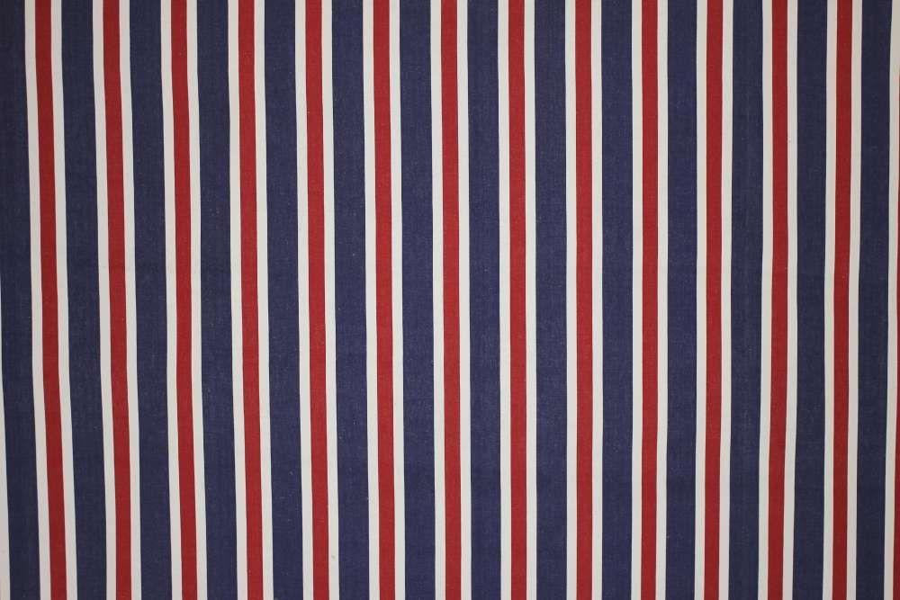 Blue and Red Stripe Logo - Blue Red and White Striped Fabric | The Stripes Company UK