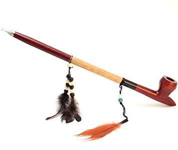 Indian Peace Pipe Logo - Extra Long 17 Indian Peace Pipe With Feathers and Beads: Amazon.co