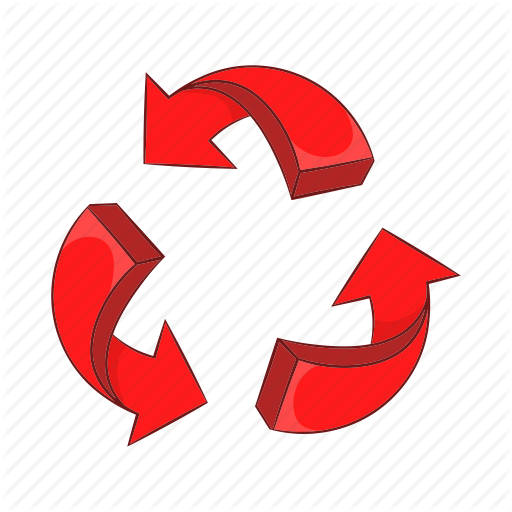 Red Circle Arrow Logo - Arrow, cartoon, circle, circular, direction, recycling, red icon