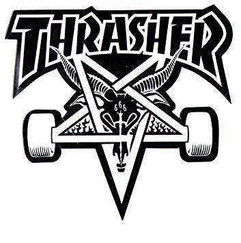 Black and White Skateboards Thrasher Logo - Thrasher Magazine Skate Goat Pentagram Skateboard Sticker 9 x 10cm ...