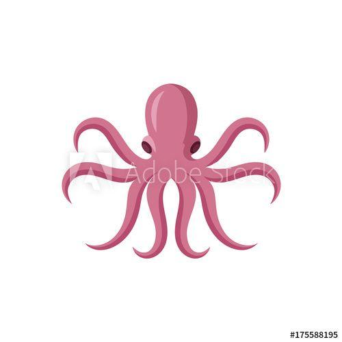 Google Funny Childish Logo - Symmetrical pink octopus octopus, flat style cartoon vector ...