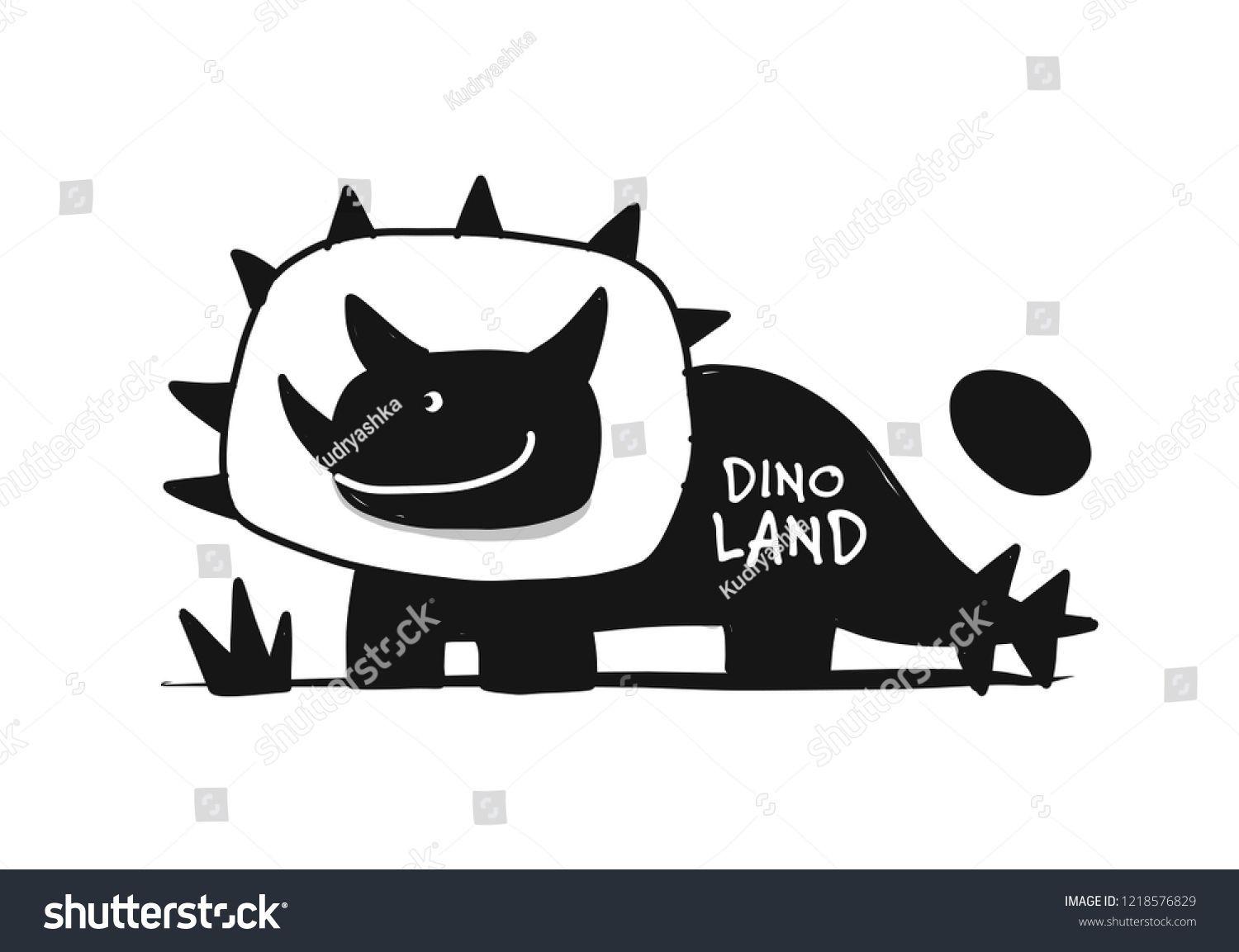 Google Funny Childish Logo - Funny dinosaur, black silhouette, childish style for your ...