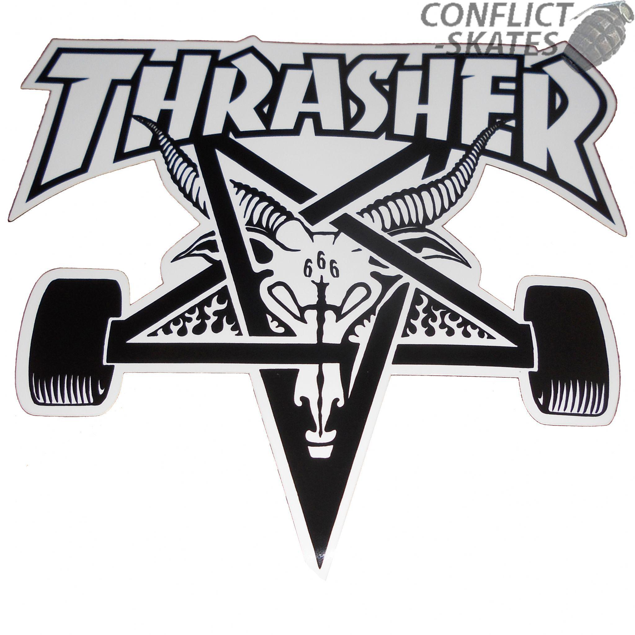 Thrasher Goat Logo - THRASHER Skate Goat Skateboard Sticker 10cm MEDIUM BLACK Skate Mag