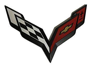 New Corvette Logo - X1 New Black Red Corvette Emblem Replaces OEM Front