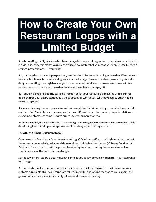 Black and White Chain Restaurant Logo - Restaurant logos with a limited budget