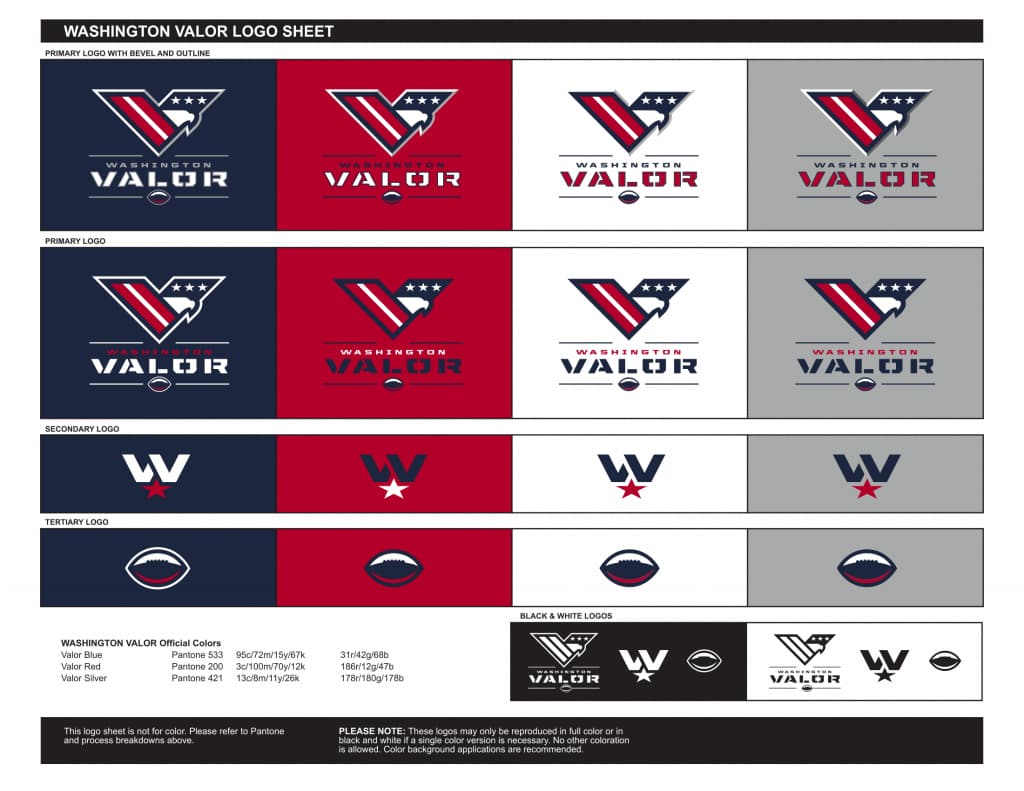 Red White and Triangle Sports Logo - And the name of D.C.'s arena football team is the Washington Valor